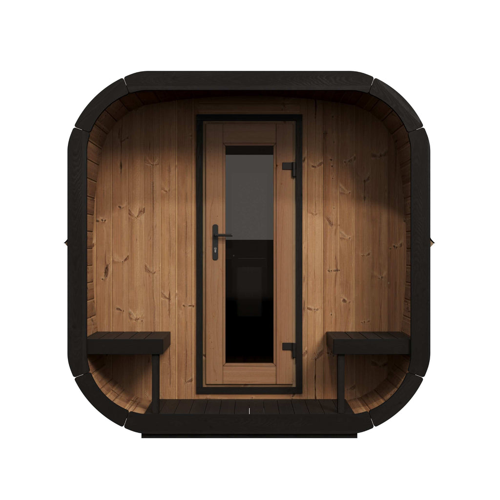 SaunaLife Model CL12GCP 6-8 Person with Changing Room Cube-Series Outdoor Sauna Kit