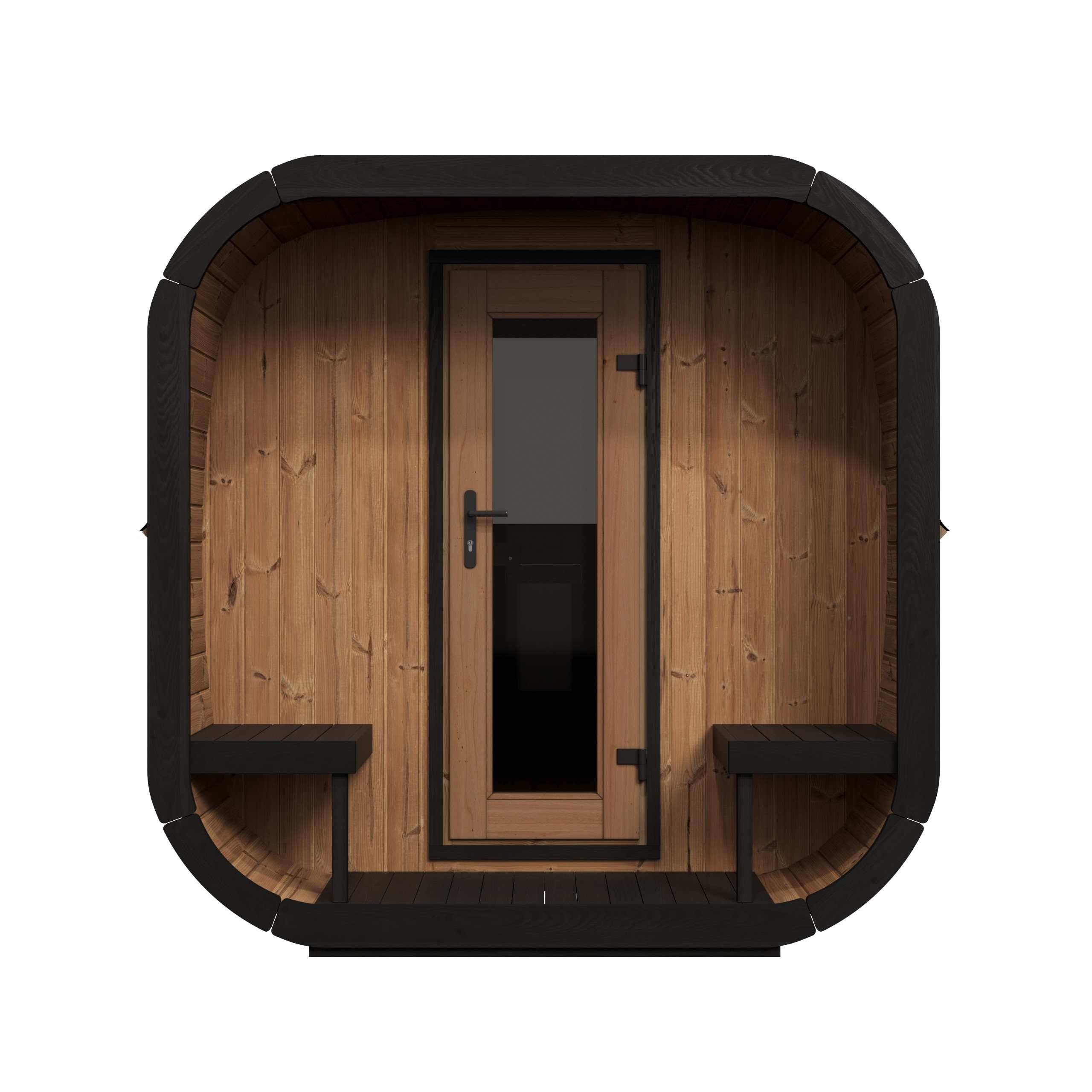 SaunaLife Model CL12GCP 6-8 Person with Changing Room Cube-Series Outdoor Sauna Kit