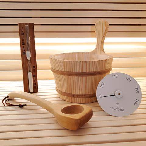 SaunaLife Bucket and Ladle Package 1, Ladle, Timer and Thermometer - Sauna Ac...
