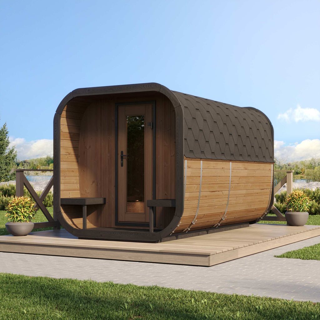 SaunaLife Model CL12GCP 6-8 Person with Changing Room Cube-Series Outdoor Sauna Kit