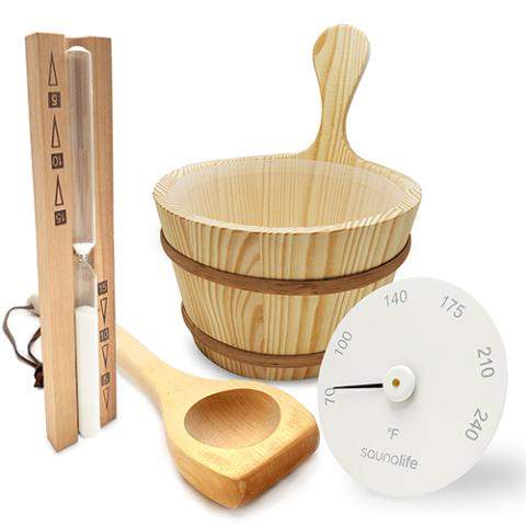 SaunaLife Bucket and Ladle Package 1, Ladle, Timer and Thermometer - Sauna Ac...