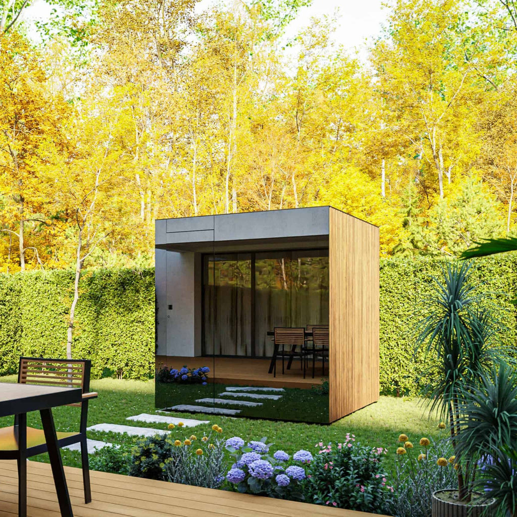 Spectra Sauna Cabin - dark grey wood side