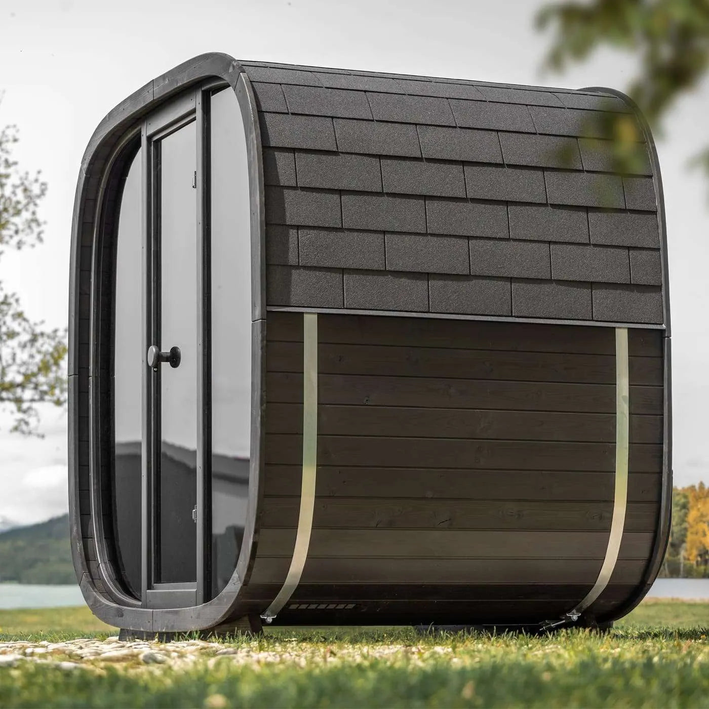 Leil Black Cube Barrel Sauna for 4-5 People