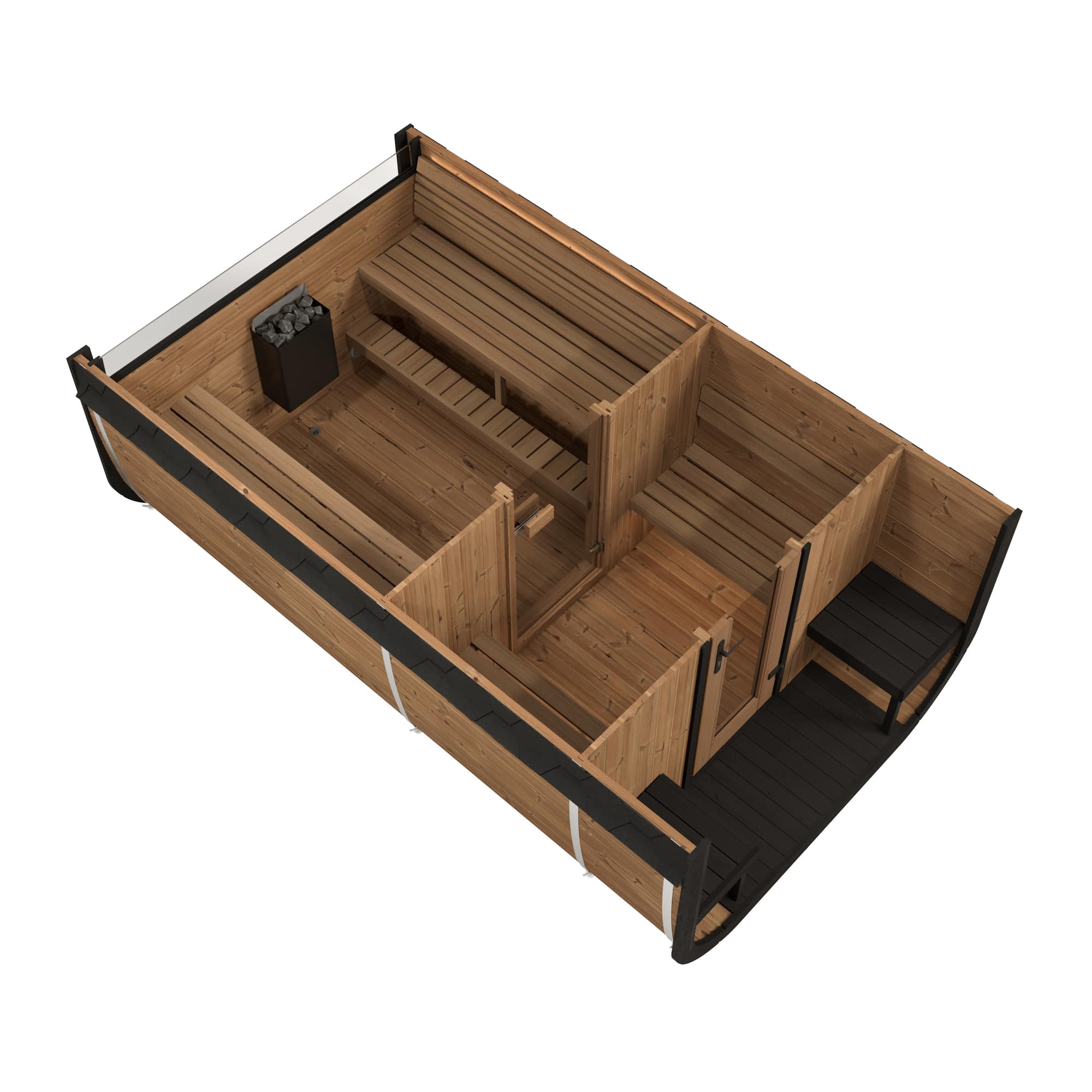 SaunaLife Model CL12GCP 6-8 Person with Changing Room Cube-Series Outdoor Sauna Kit