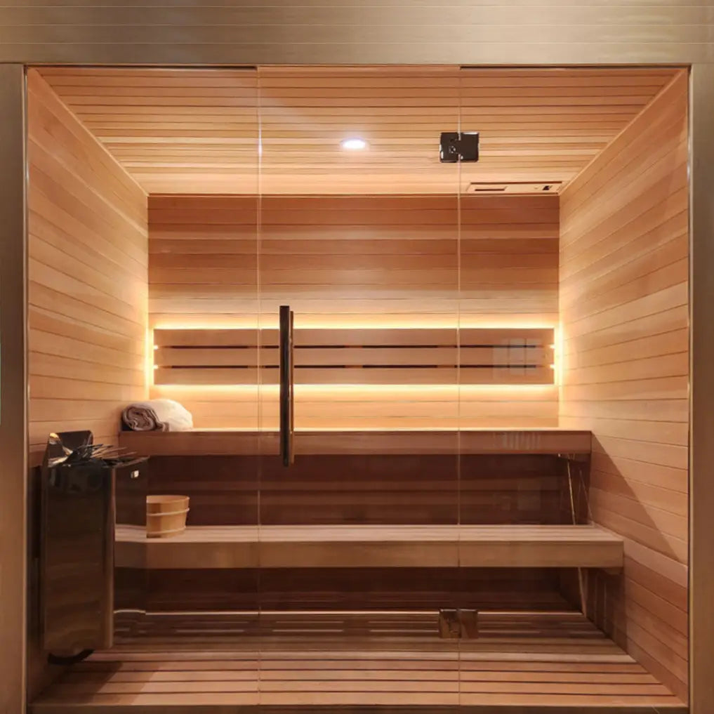 Custom Indoor Sauna Room - 6' x 8' x 8' - Finnish Sauna Builders