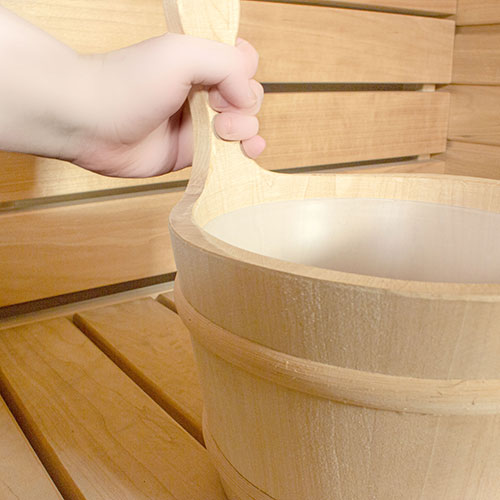 PROSAUNAS Wood Sauna Bucket with Wood Handle