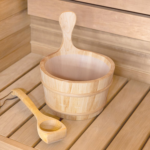 PROSAUNAS Wood Sauna Bucket with Wood Handle