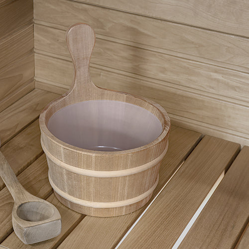PROSAUNAS Wood Sauna Bucket with Wood Handle
