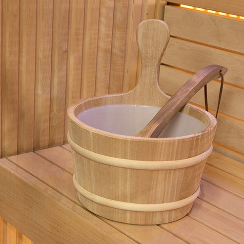 PROSAUNAS Wood Sauna Bucket with Wood Handle