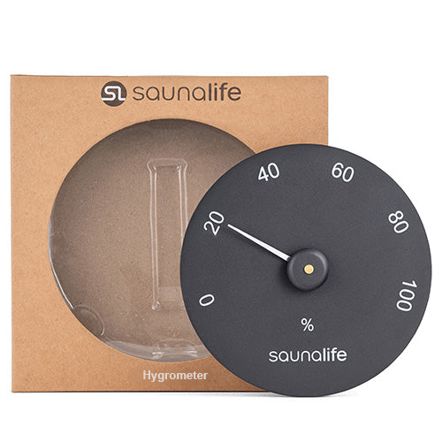 SaunaLife SaunaGear Hygrometer, Round, Black