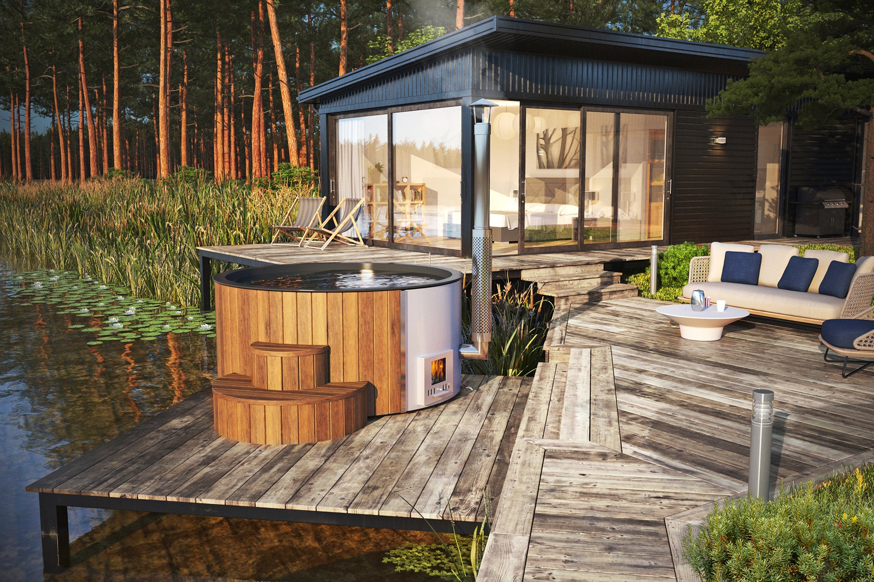 SaunaLife Model S4 Soak-Series Wood-Burning Hot Tub, Up to 6 Persons
