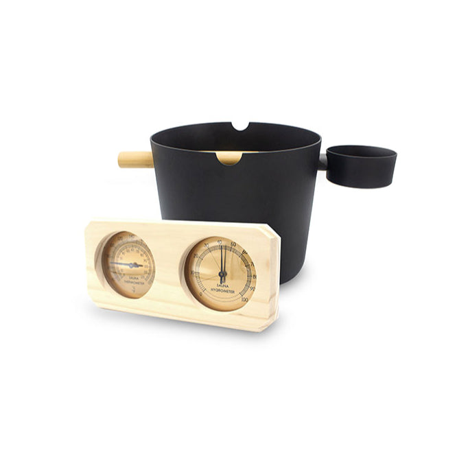 SaunaLife Accessory Package 7 Bucket, Ladle, Hygrometer and Thermometer